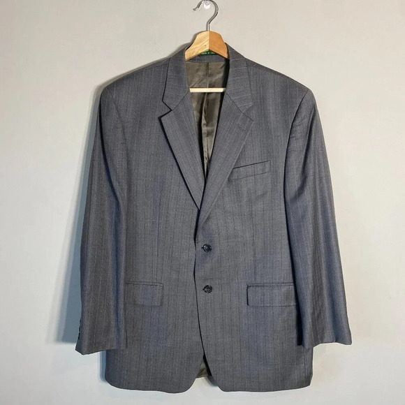 Lauren Ralph Lauren Pinstripe Wool Sport Coat Dinner Jacket Blazer Mens 42R Gray - Picture 2 of 14